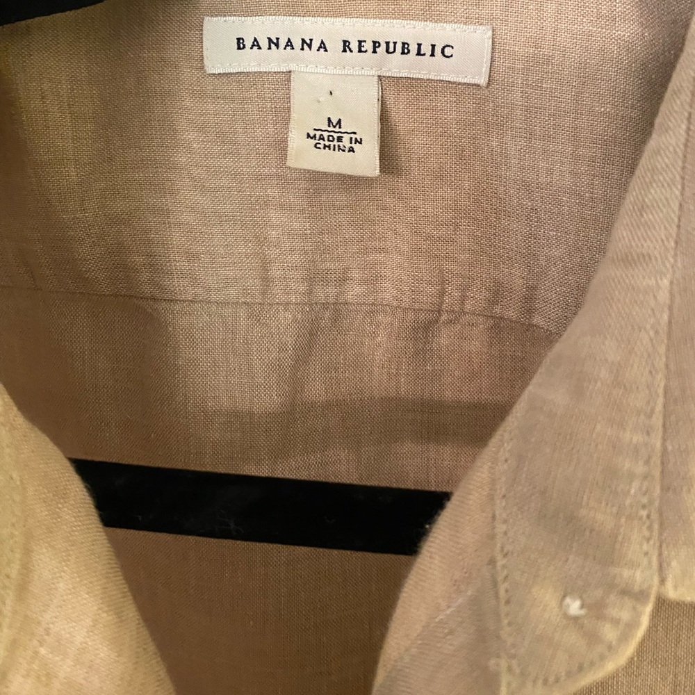 Banana Republic Linen Tan Button-Up Shirt Medium - Picture 2 of 4